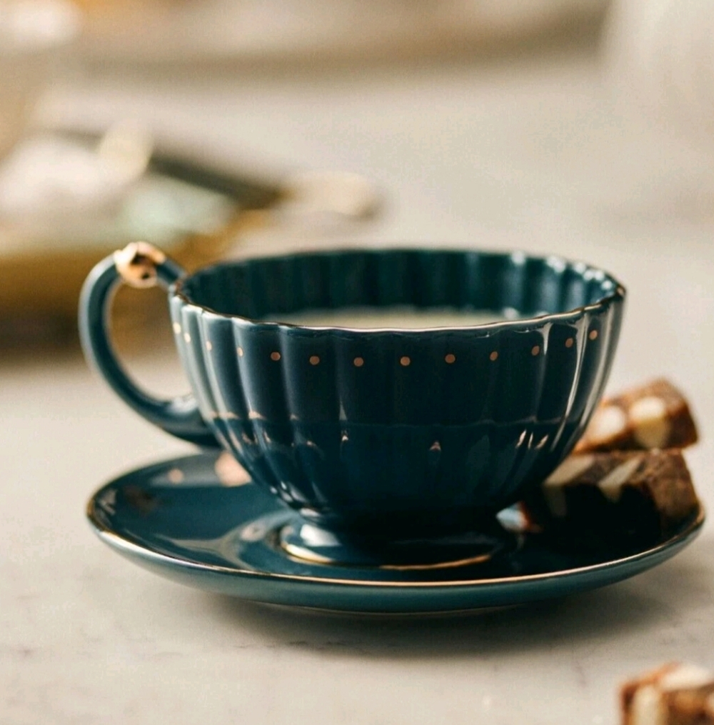 The Met x Anthropologie Teacup Art Deco Green Blue Teal